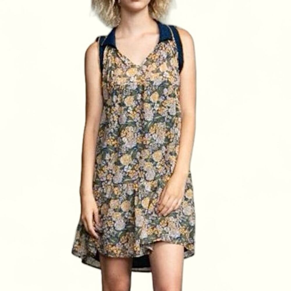 Anthropologie Amadi Floral Retro Print Sleeveless Natasha Viscose Dress Size M